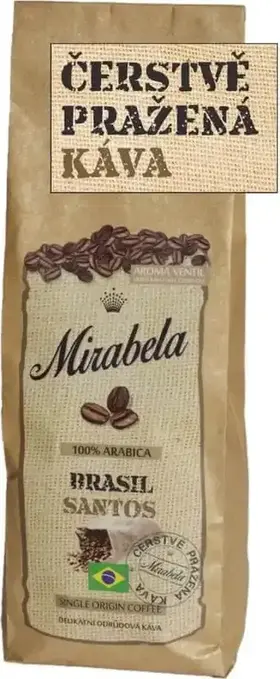Mirabela Brasil Santos 100% Arabica, zrnková káva, 225 g
